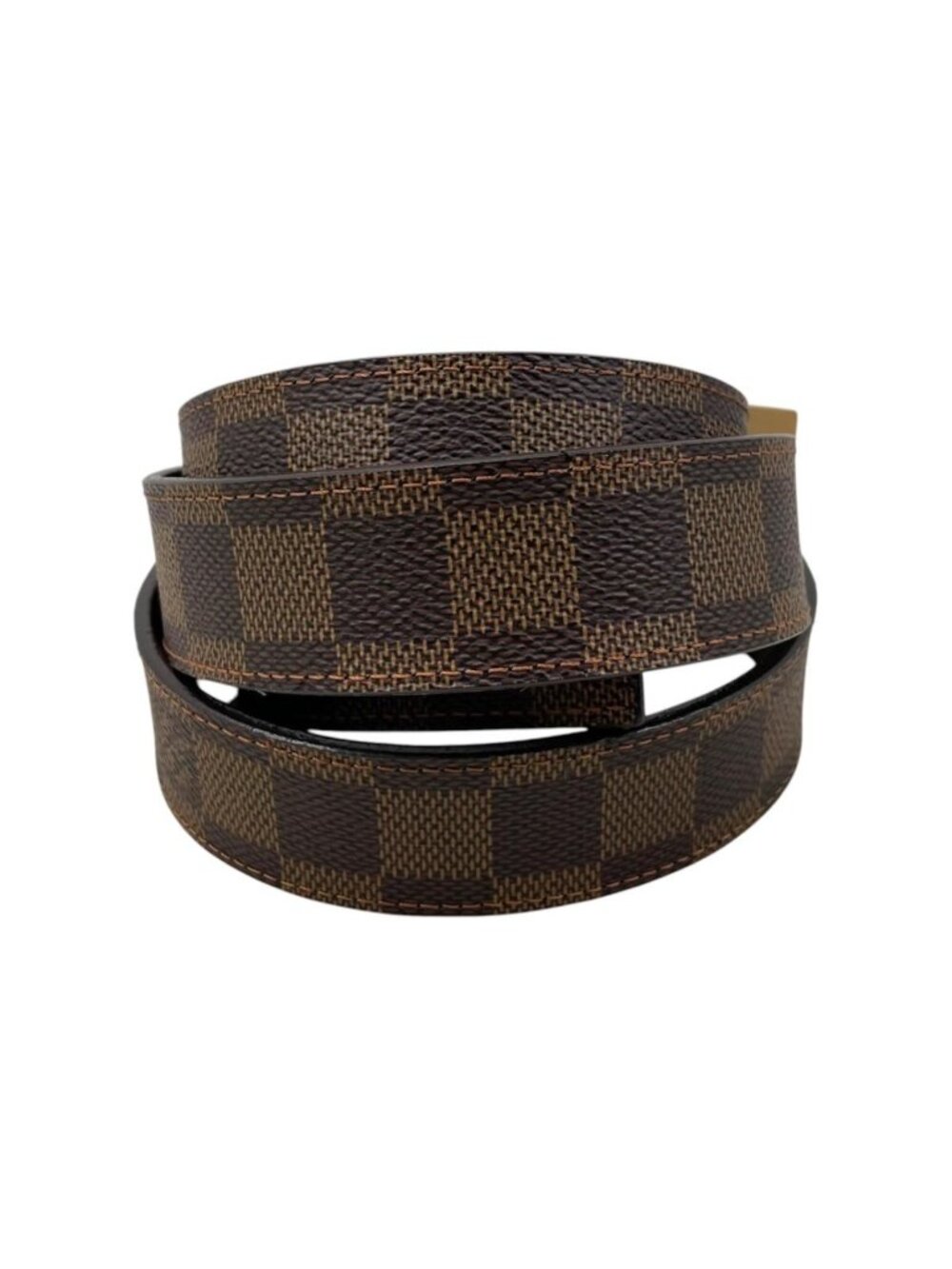 Louis Vuitton Belt Ceinture Carre Damier Ebene Logo Buckle Gold - Picture 2 of 9